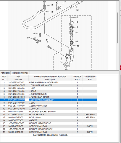 Nissin Caliper DIAPHRAGM, RESERVOIR