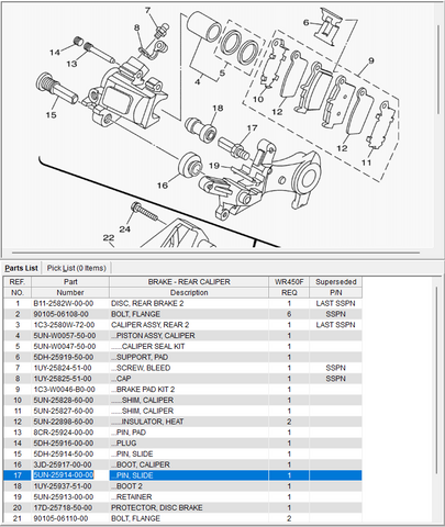Nissin Rear Brake Pin Slide