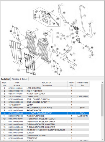 Beta OEM - L.H. LOWER RAD HOSE