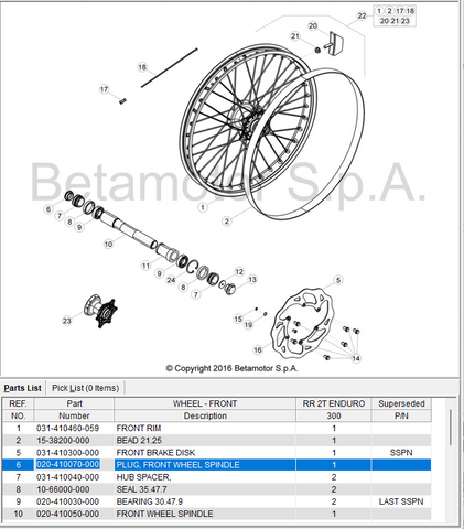 PLUG, FRONT WHEEL SPINDLE RR 4T MY' Replaces: 020410070 000