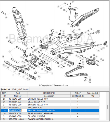 BETA OEM - Swing Arm Spacers