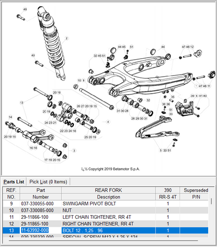Linkage Pivot Bolt M12x1.25x96mm