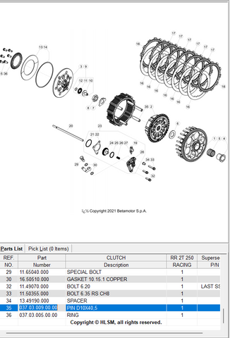 BETA OEM - Clutch Pin D10x40.5