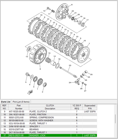 YAMAHA OEM - Clutch Lock Ring