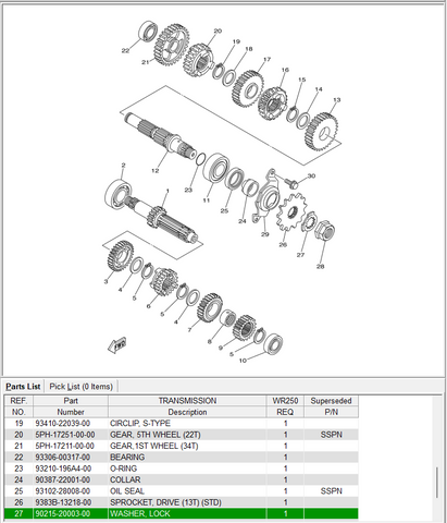 YAMAHA OEM - Clutch Lock Ring
