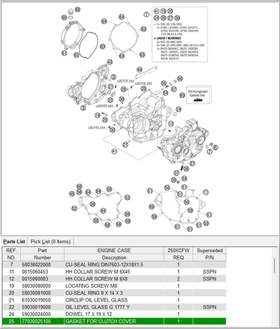 Clutch cover gasket - 77030025100