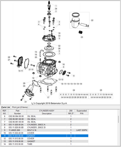 Beta OEM -  '18 - current 125CC Power Valve Gasket