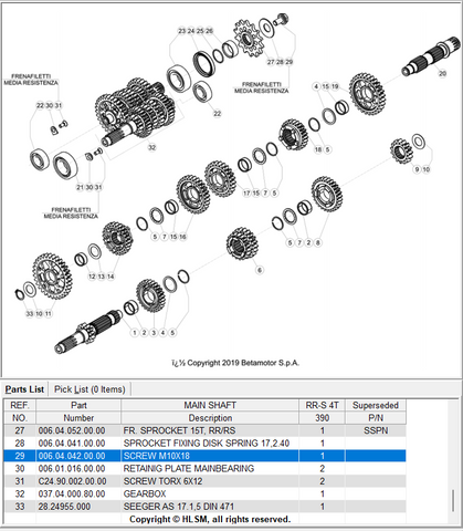 BETA OEM - SCREW M10X18 (Sprocket Fixing)