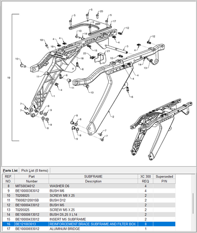 GasGas OEM - BRACKET REINFORCE SUBFRAME Y C.FILTER. *SALE*