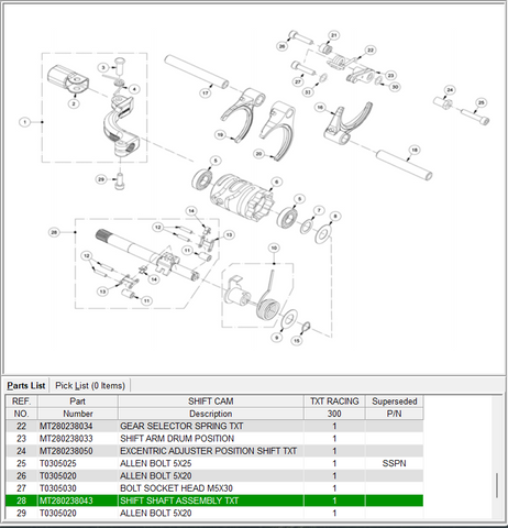 GasGas OEM - SHIFT SHAFT ASSEMBLY PRO *SALE*