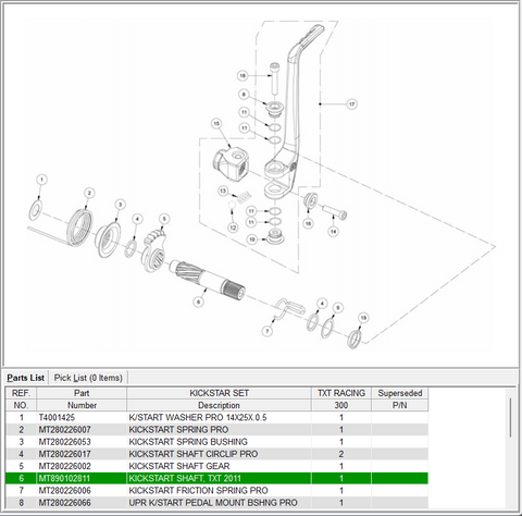 GasGas OEM - KICKSTART SHAFT, TXT 2011 *SALE*