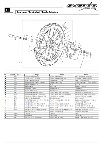Sherco OEM - FRONT WHEEL AXLE, END.