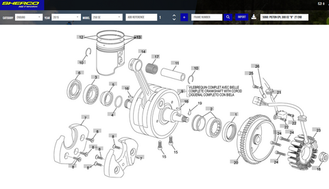 SHERCO OEM - PISTON, CPL. 300CC, 'B', 2T END. 14-15'