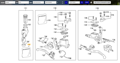 SHERCO OEM - PISTON SET REAR MASTER CYLINDER BREMBO END 12