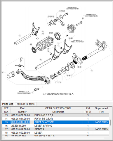 Beta OEM - Shift Shaft NOT COMPLETE